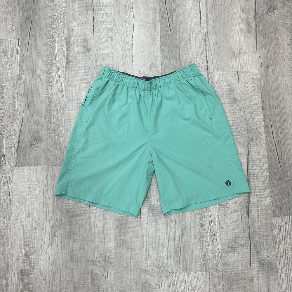 Free Fly Shorts Mens Medium Blue Stretch Quick Dry Elastic Waist Gym Activewear